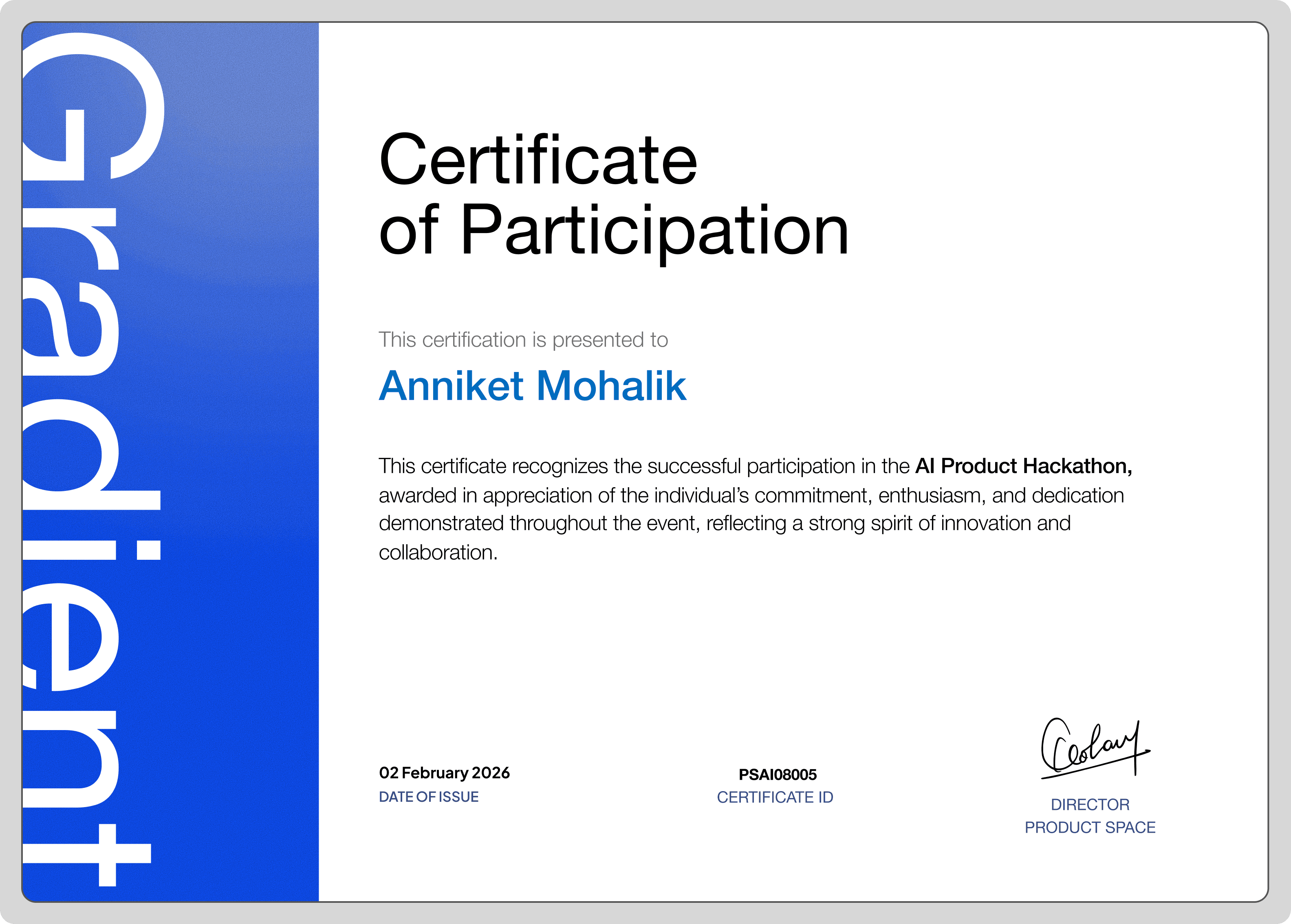 Certificate of Participation