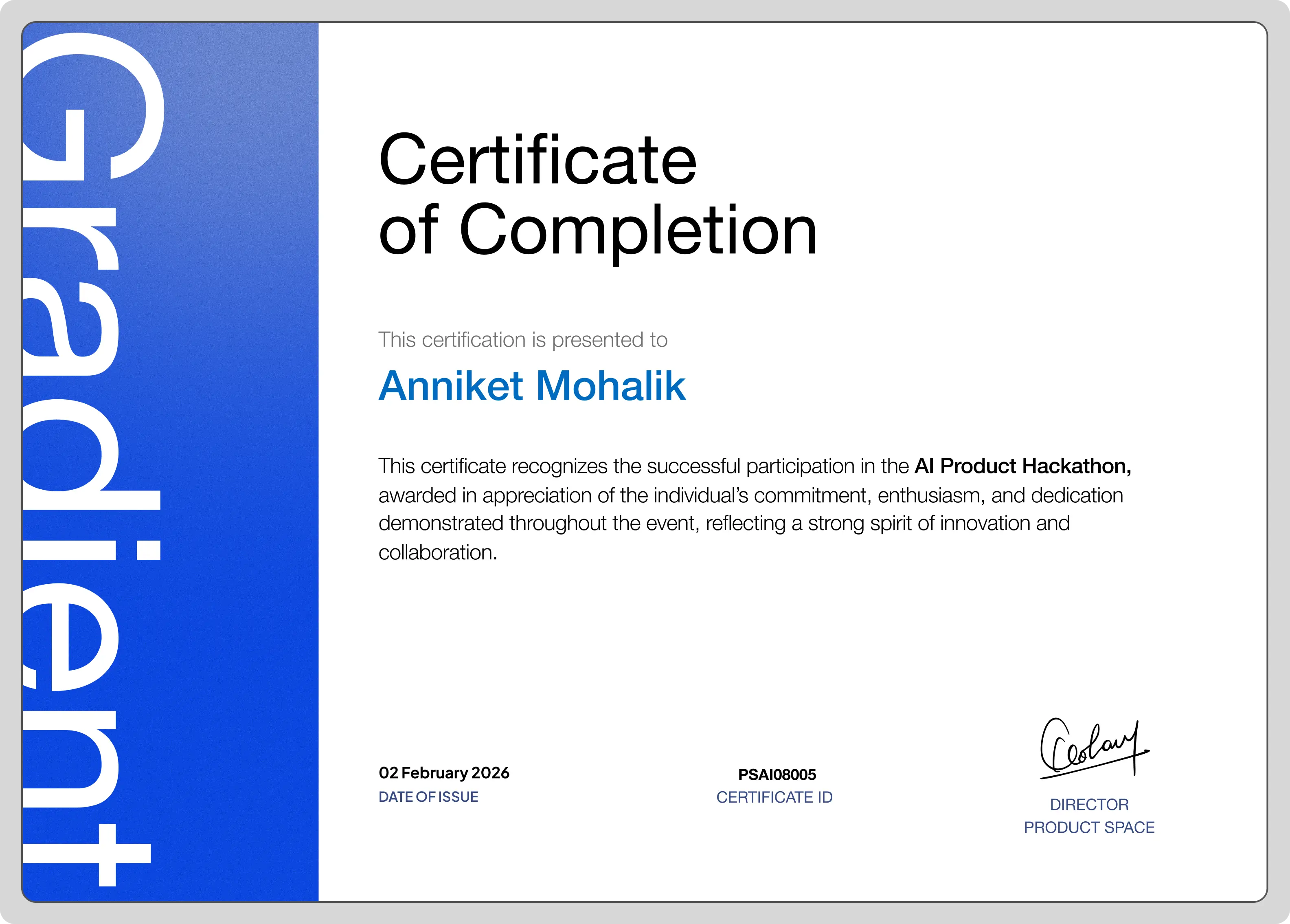 Certificate of Participation